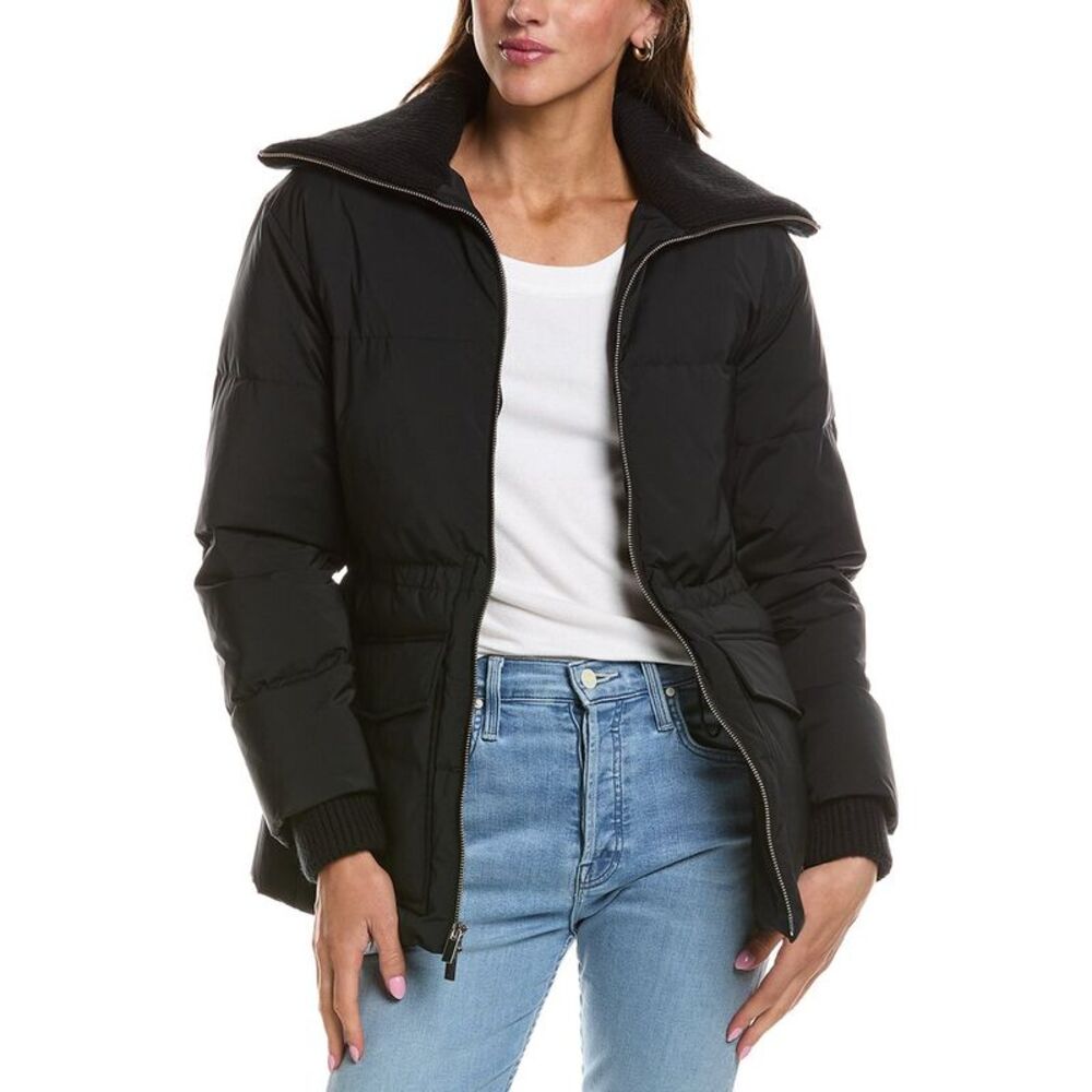 Theory Womens Combo Puffer Jacket, Black